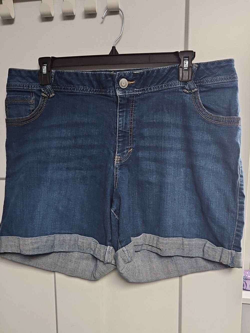 Lane Bryant Dark Blue Denim Cuffed Jean Shorts